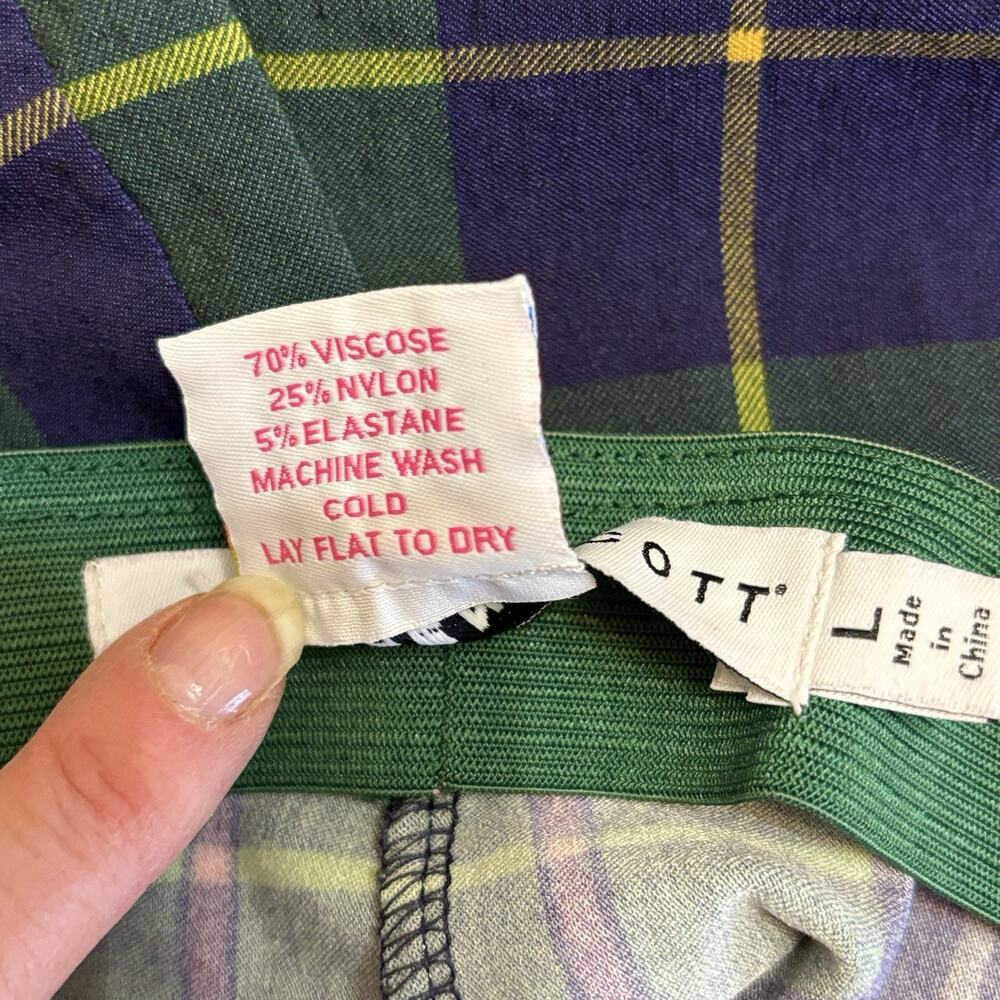 Gretchen Scott Gripeless Pull On Pant - Plaidly Cooper Green Multi Sz Large - Picture 12 of 12